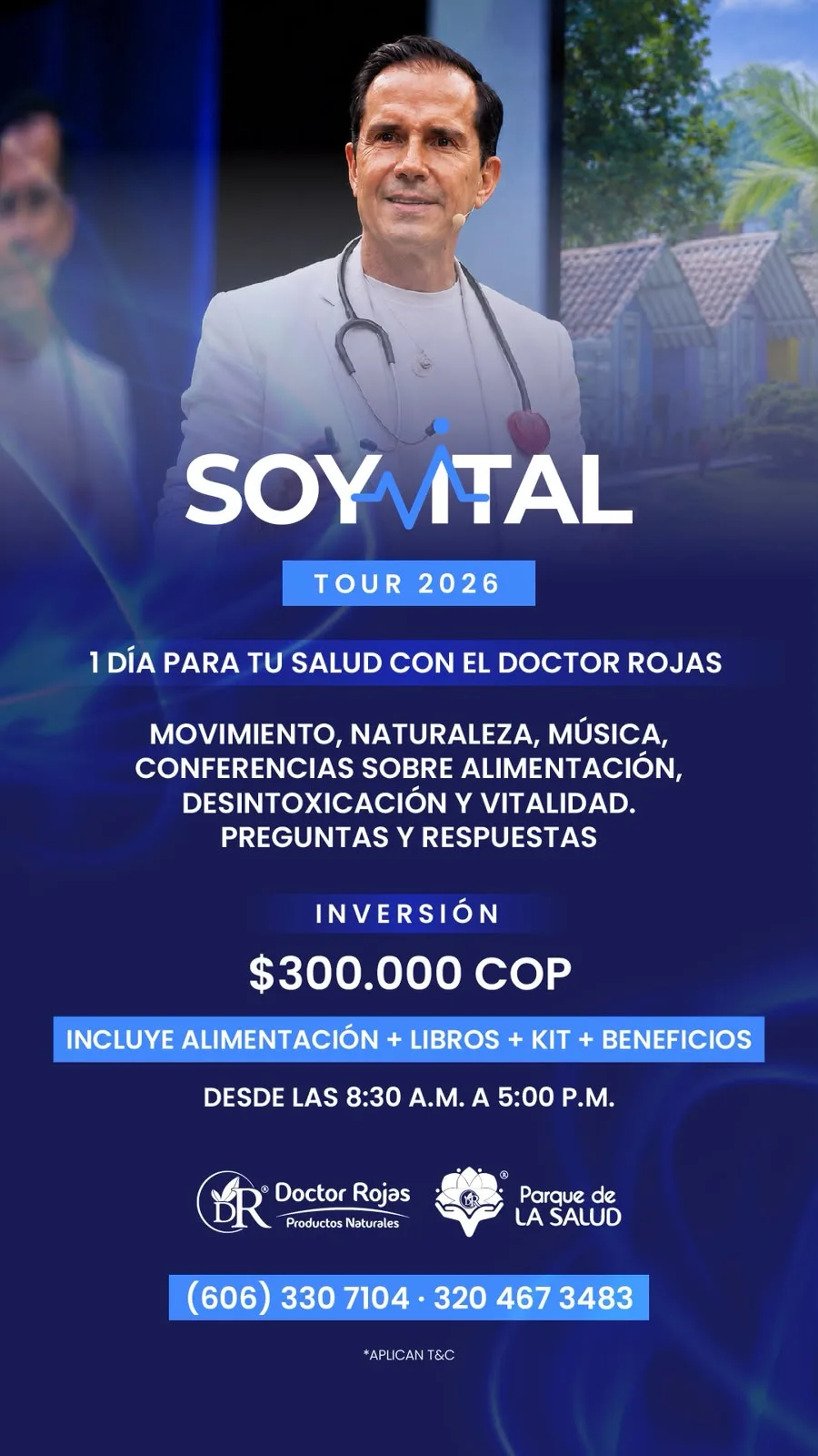 Afiche con precio y horario del Soy Vital Tour 2026